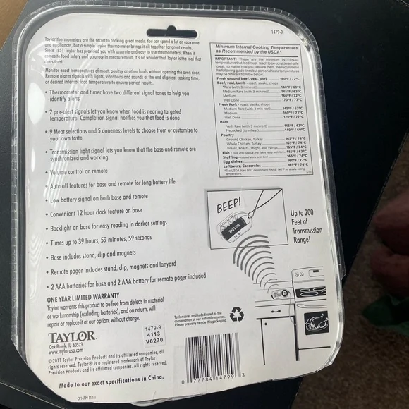 taylor wireless thermometer with remote pager & timer - Picture 4 of 4